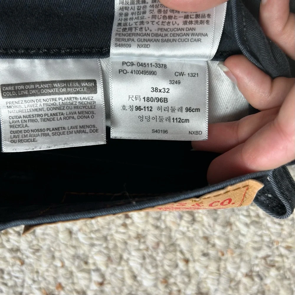 Levi's 511 All Weather Tech Straight Jeans Mens 38x32 W38 L32 Black Denim Faded - Picture 7 of 13